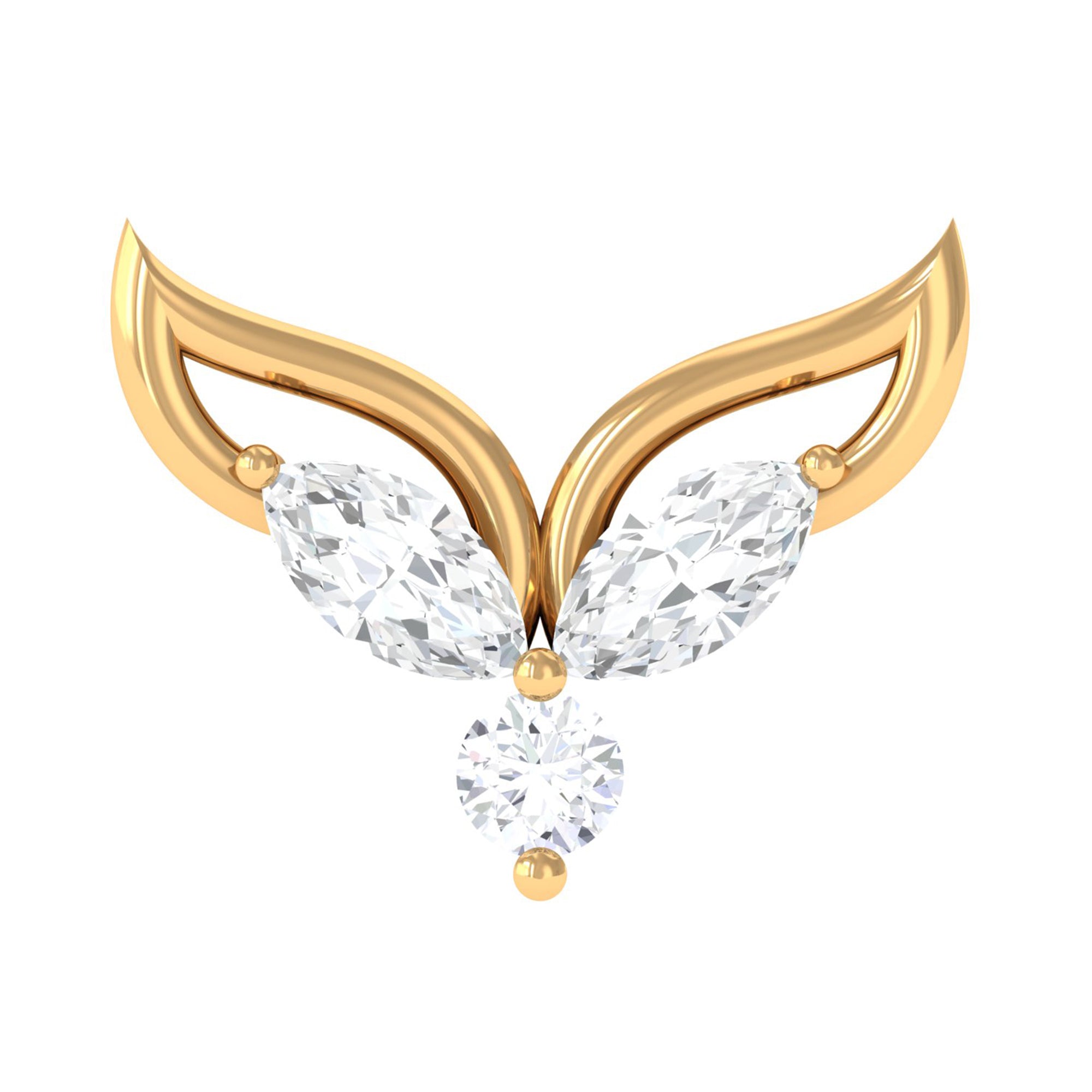 Certified Moissanite Fishtail Earring for Cartilage Piercing