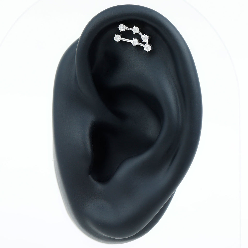Certified Moissanite Capricorn Zodiac Ear Crawler Earring