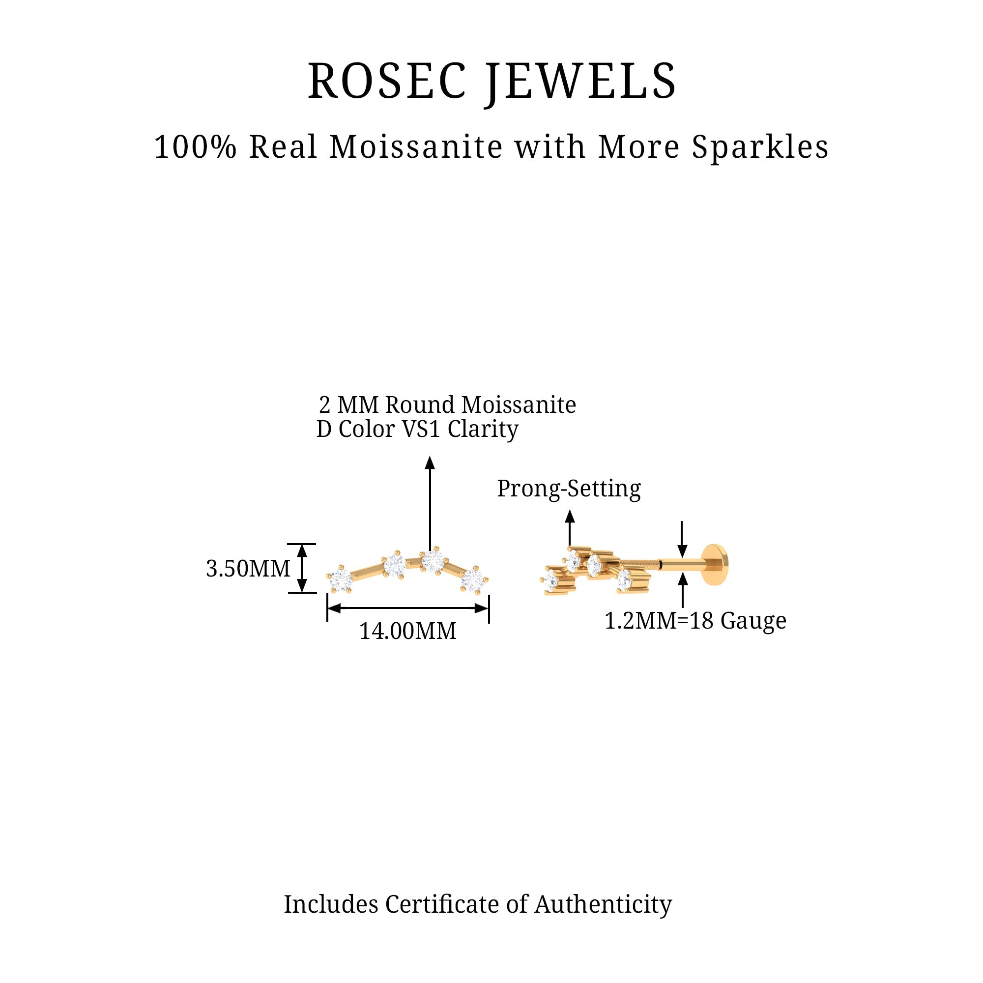 Moissanite Ear Climber Aquarius Earring