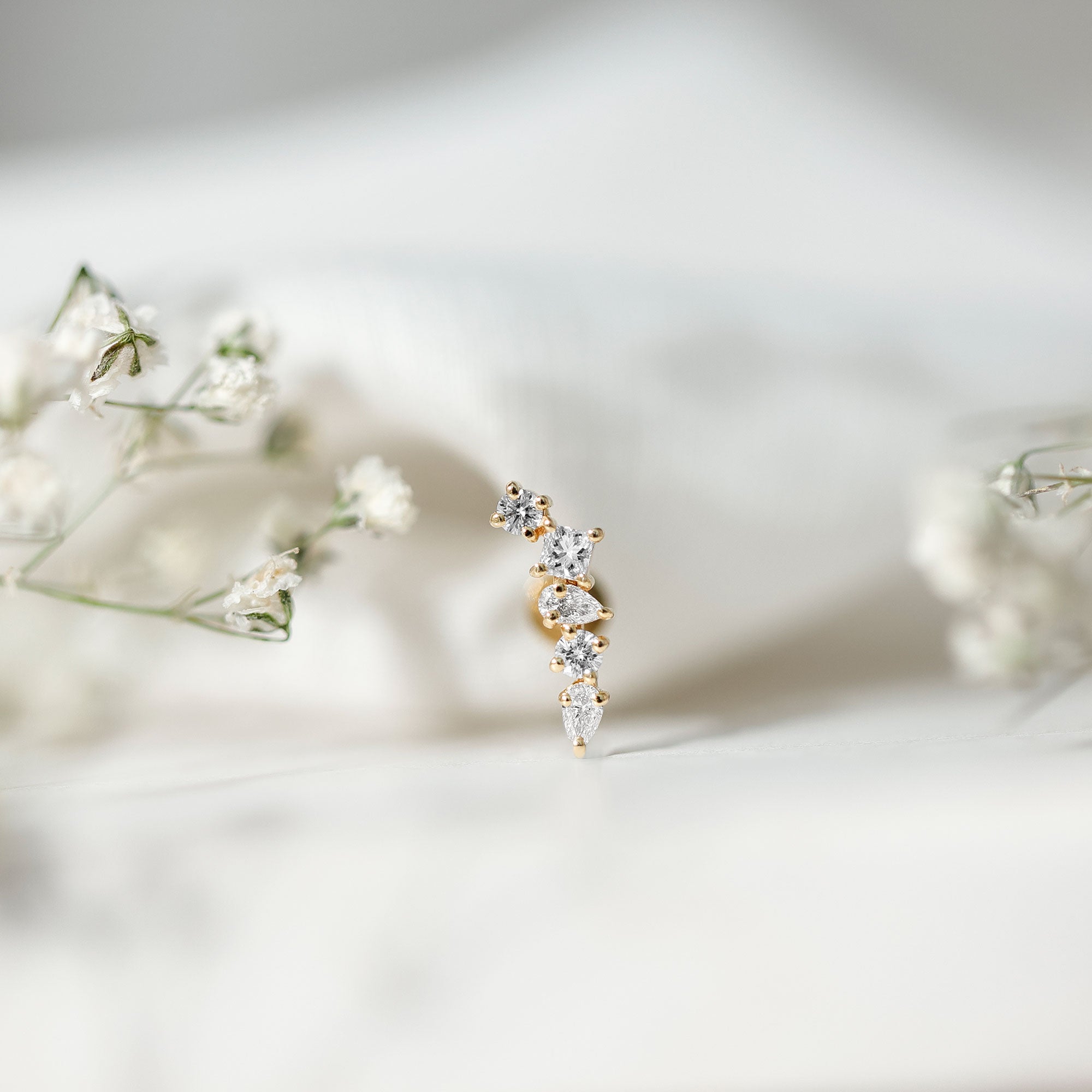 Unique Diamond Crawler Earring for Helix Piercing