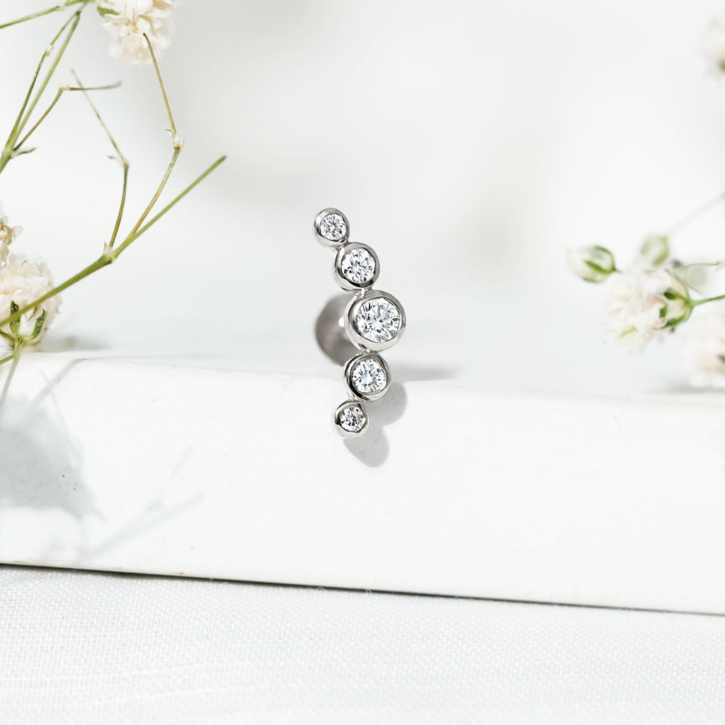 Graduated Diamond Ear Climber Earring in Bezel Setting