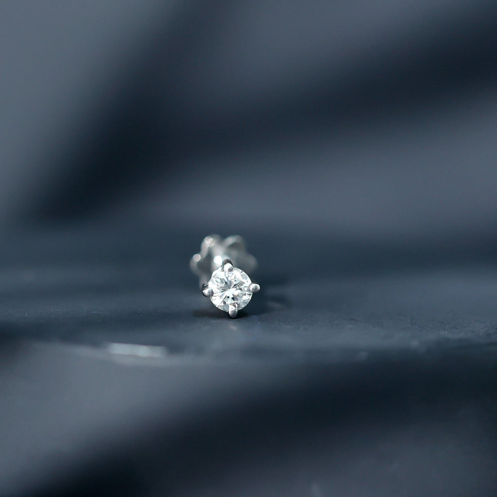 Minimalist Diamond Solitaire Earring for Tragus Piercing