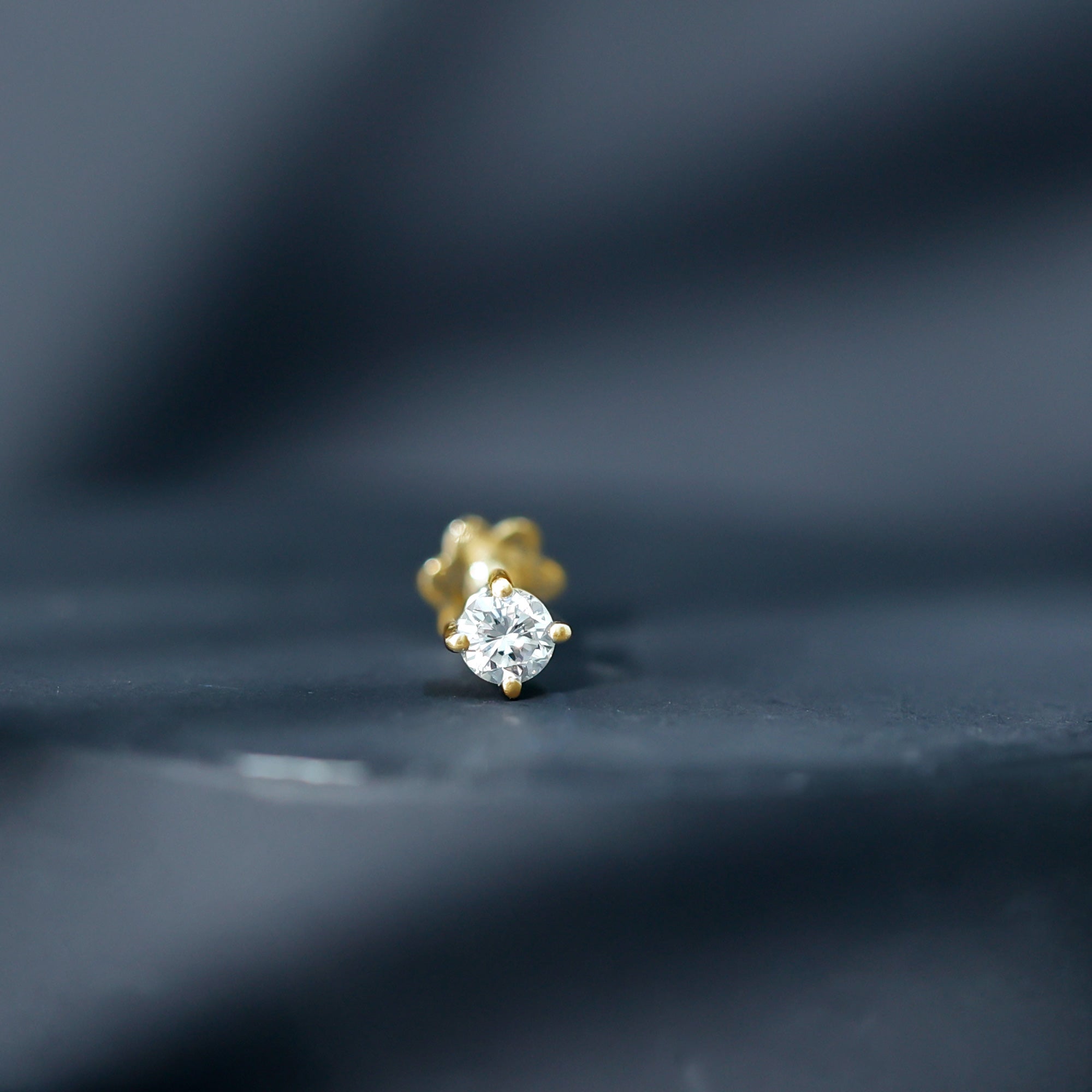 Minimalist Diamond Solitaire Earring for Tragus Piercing