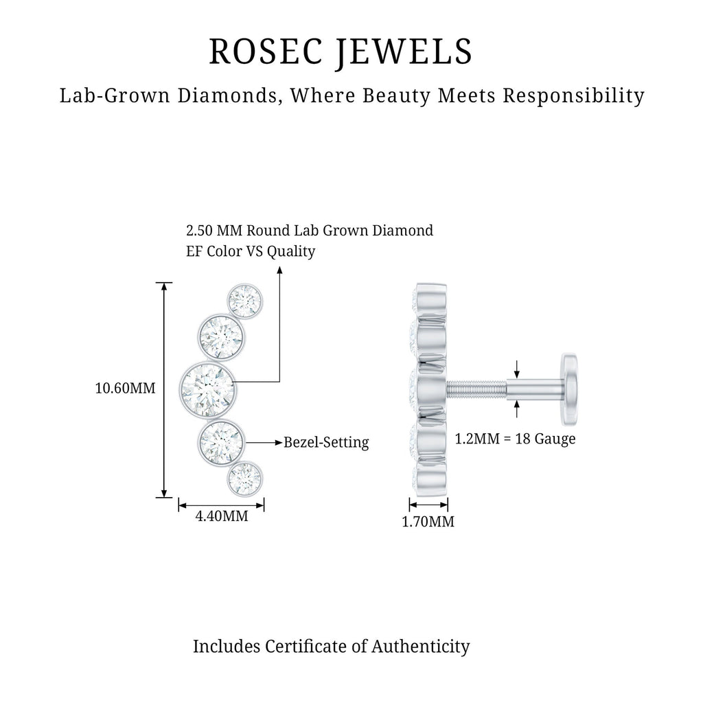 Graduated Diamond Ear Climber Earring in Bezel Setting