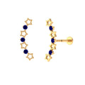 Natural Blue Sapphire Celestial Climber Earring