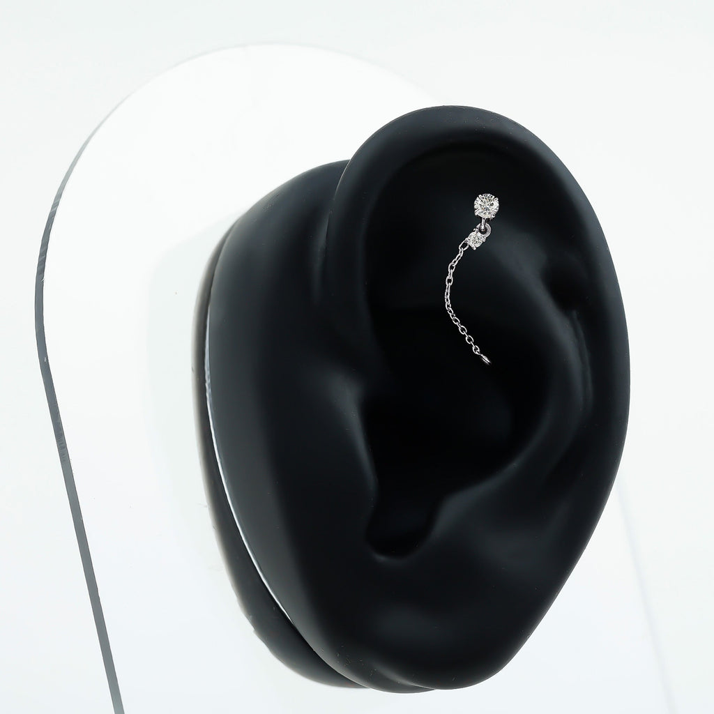 Certified Diamond Chain Drop Earring for Helix Piercing