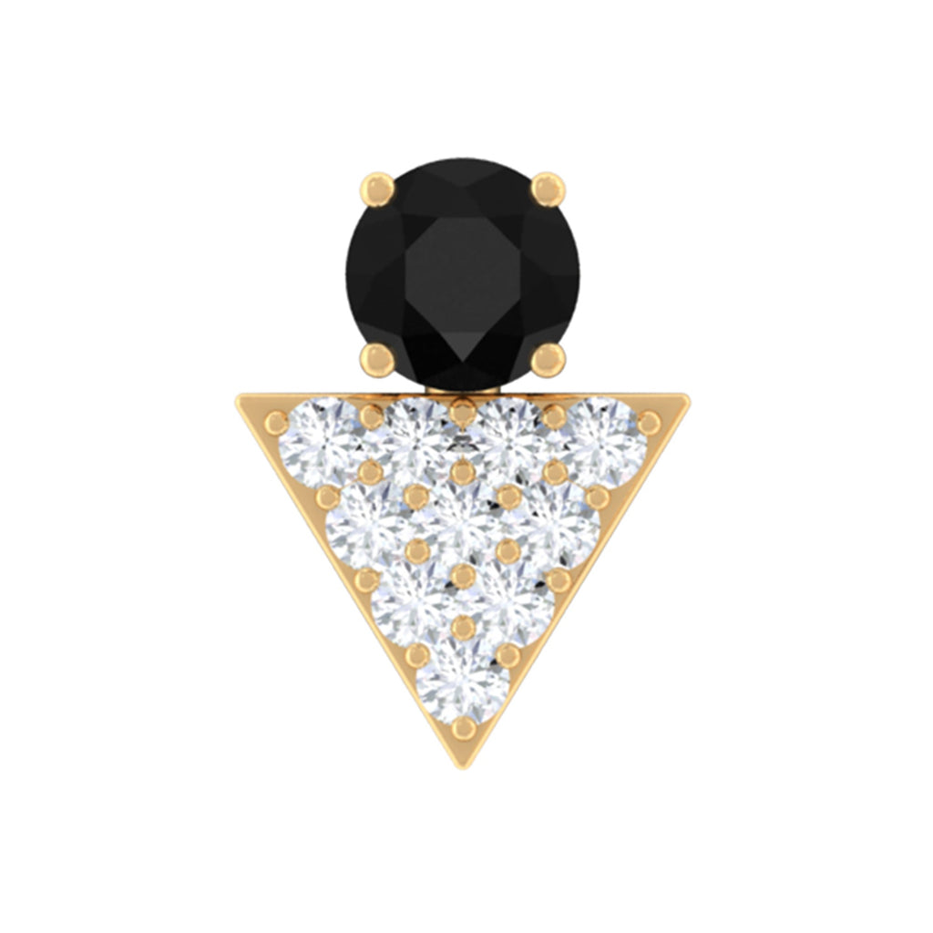 Black Onyx and Diamond Triangle Cartilage Earring