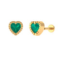 Natural Emerald Heart Earring for Helix Piercing