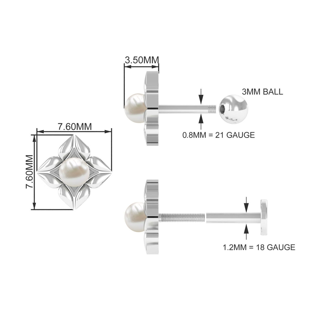 Nature Inspired Freshwater Pearl Upper Lobe Earring