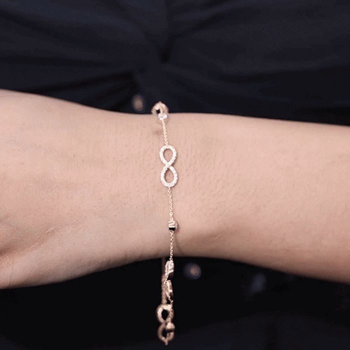 Cubic Zirconia Infinity Station Chain Bracelet