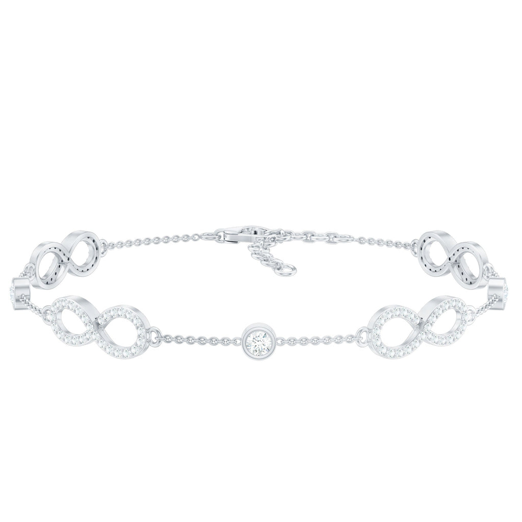 Cubic Zirconia Infinity Station Chain Bracelet