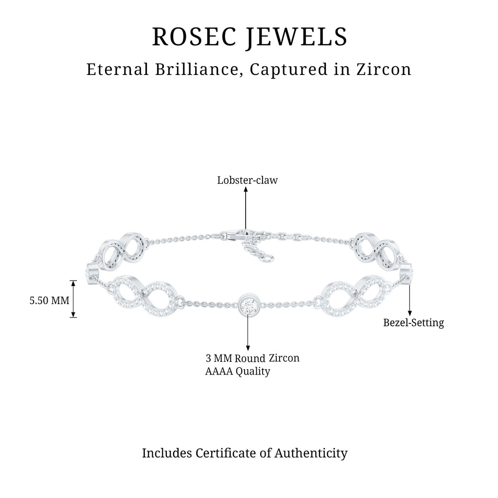 Cubic Zirconia Infinity Station Chain Bracelet