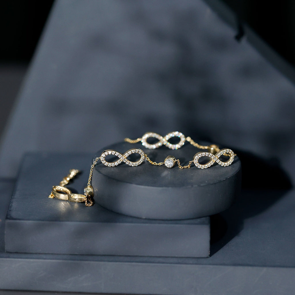 Cubic Zirconia Infinity Station Chain Bracelet