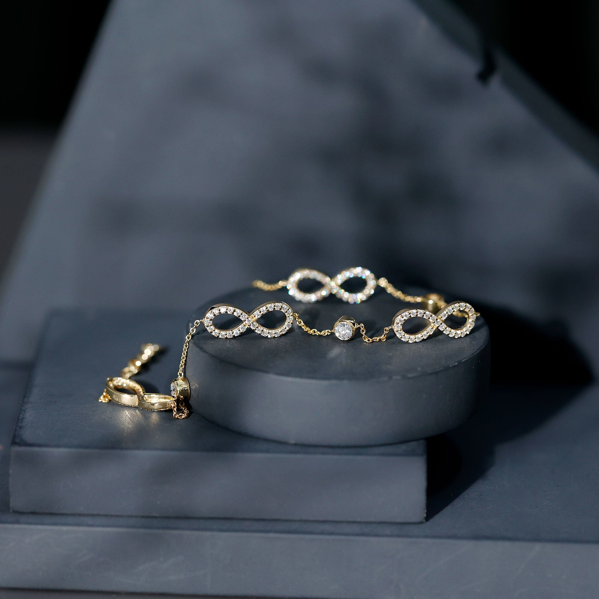 Cubic Zirconia Infinity Station Chain Bracelet
