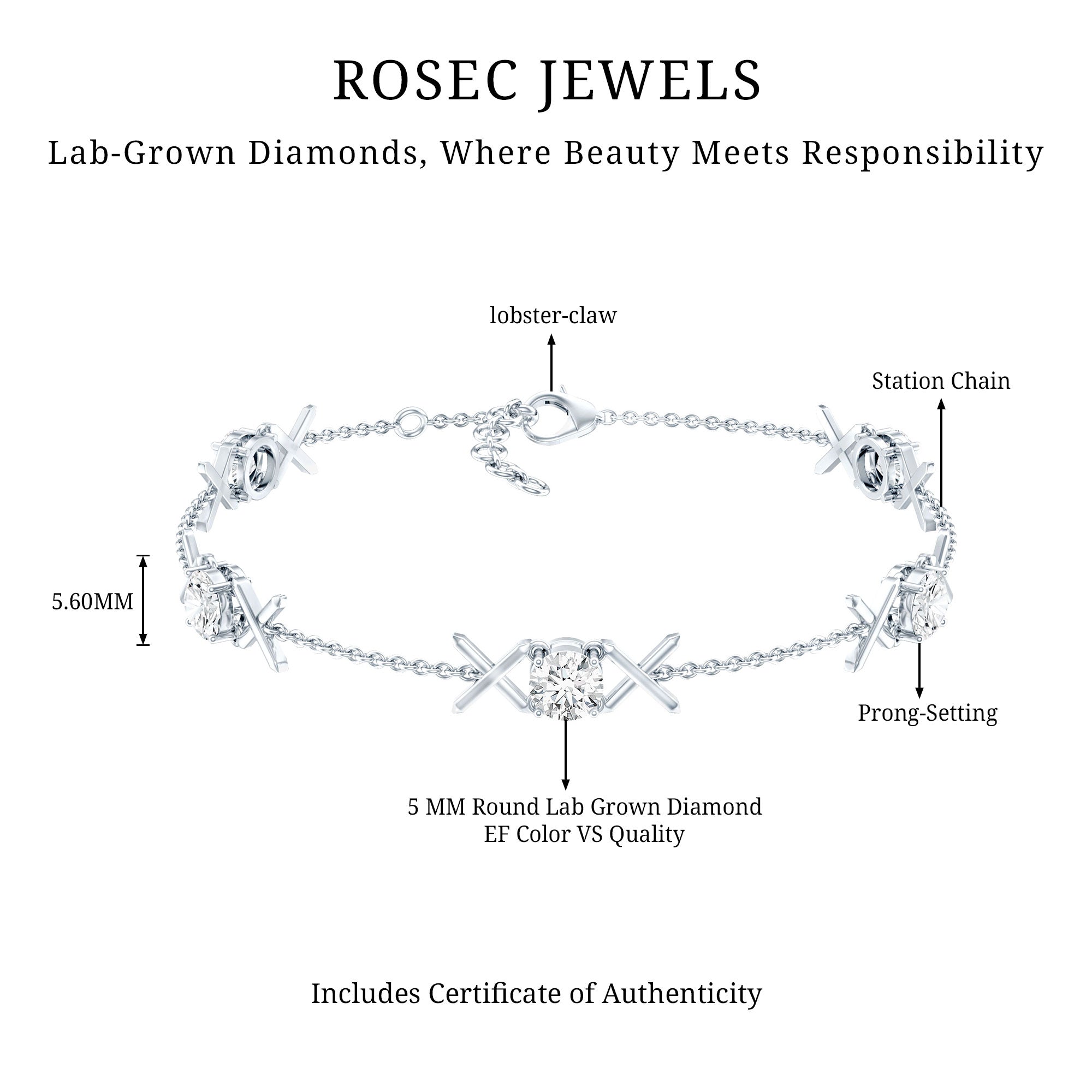 Certified Lab Grown Diamond Bridal Bracelet