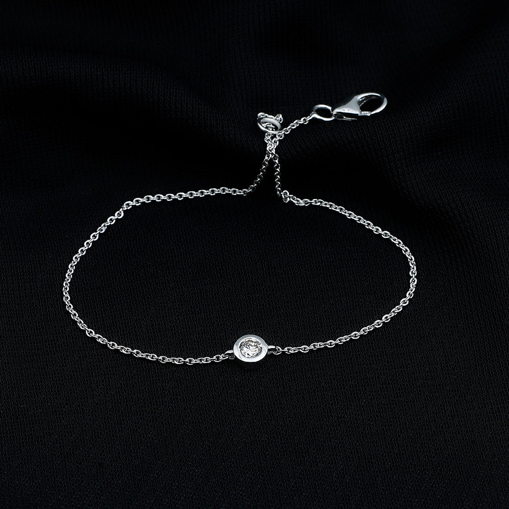 Bezel Set Lab Grown Diamond Solitaire Bracelet