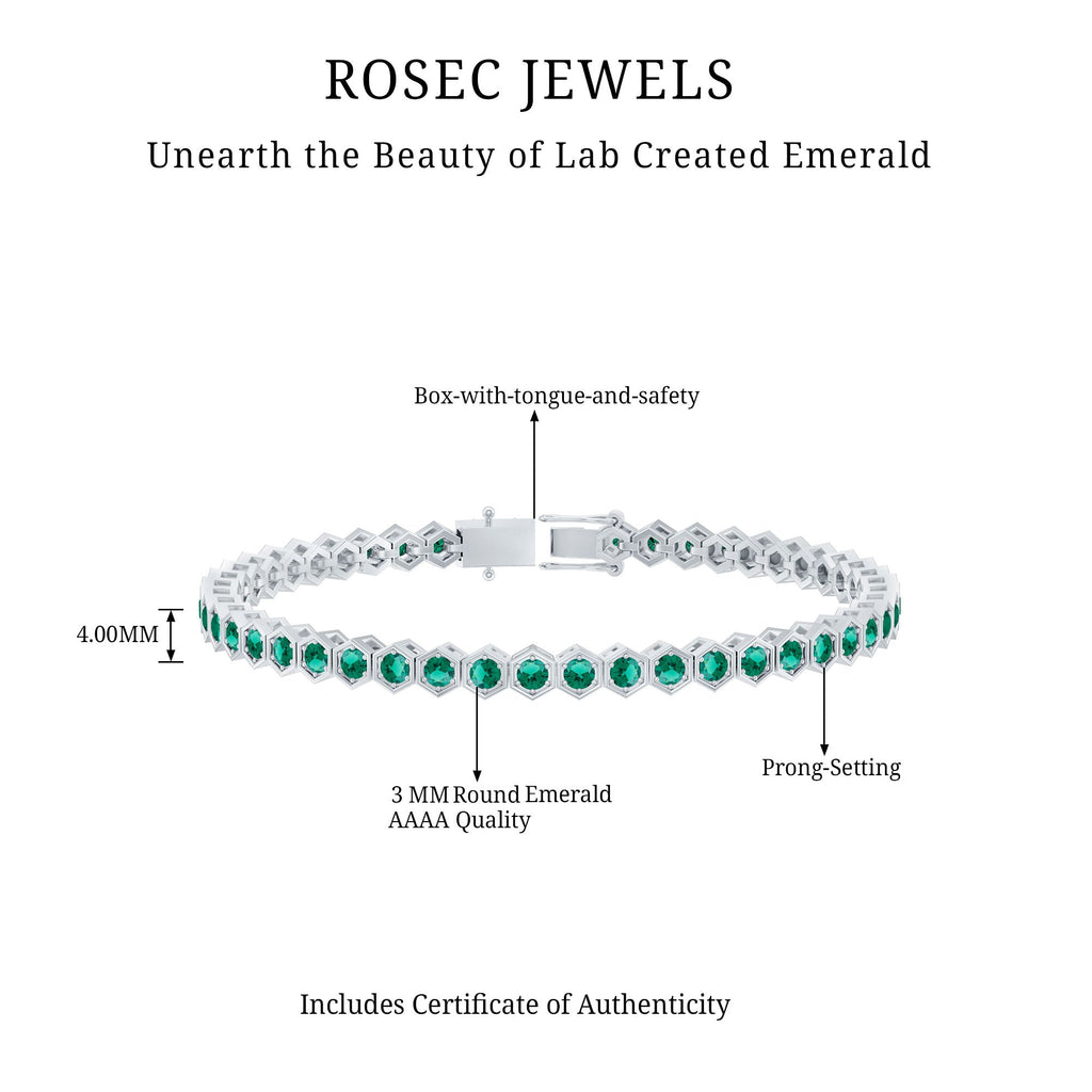 Certified Lab Grown Emerald Hexagon Tennis Bracelet for Women