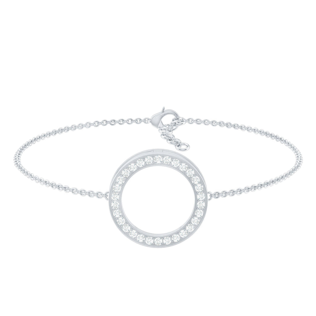 Cubic Zirconia Open Circle Chain Bracelet