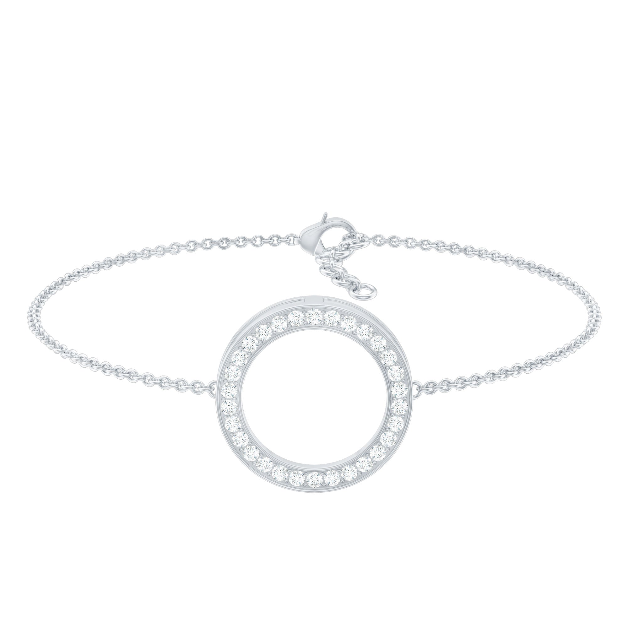 Cubic Zirconia Open Circle Chain Bracelet