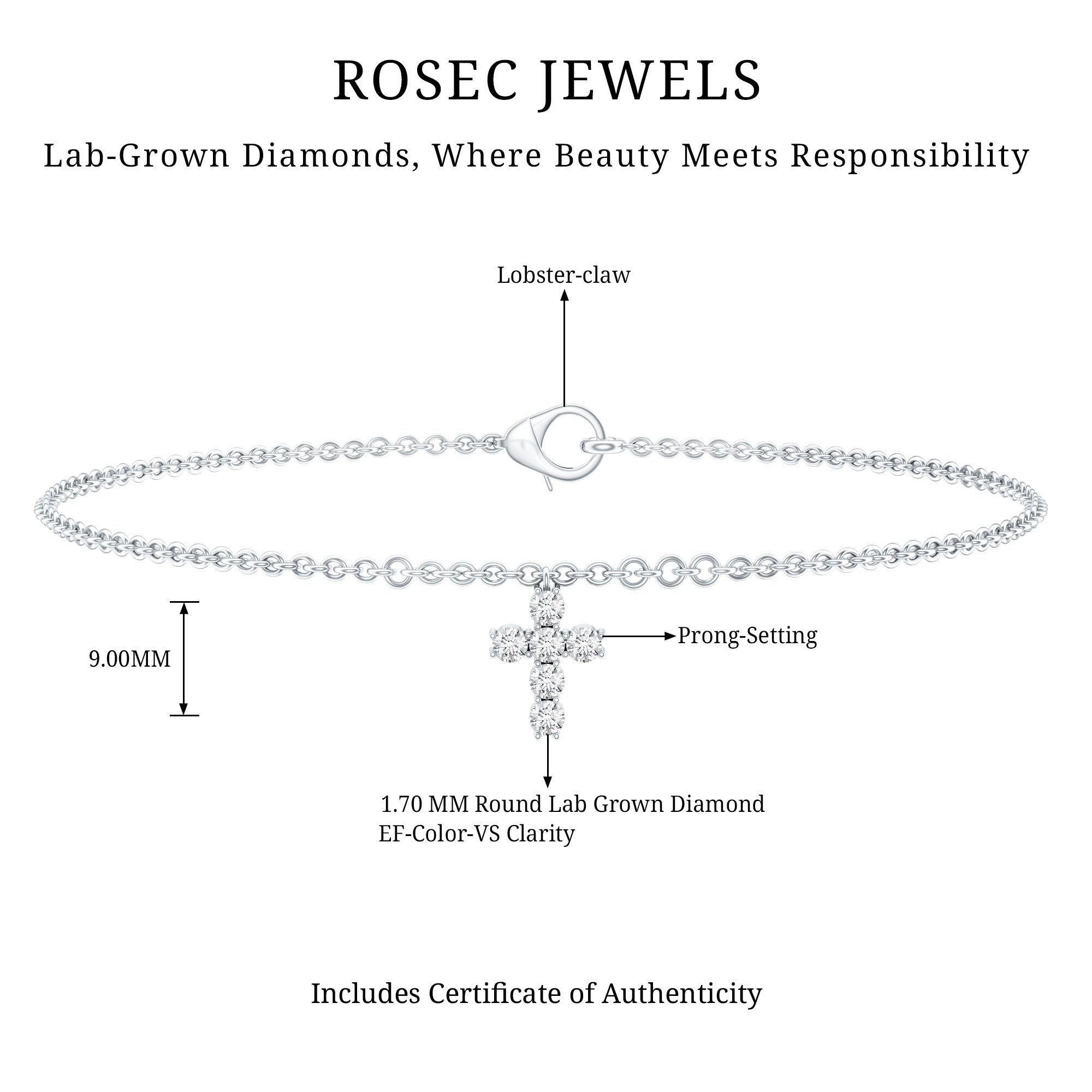 Certified Lab Grown Diamond Cross Bracelet