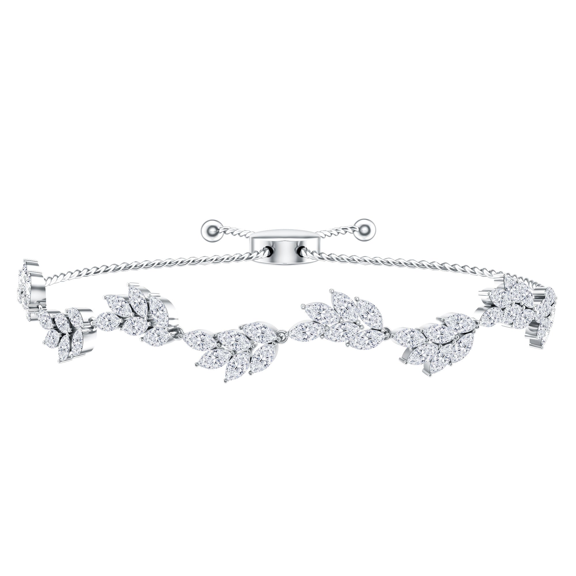Certified Lab Grown Diamond Leaf Bolo Bracelet Adjustable