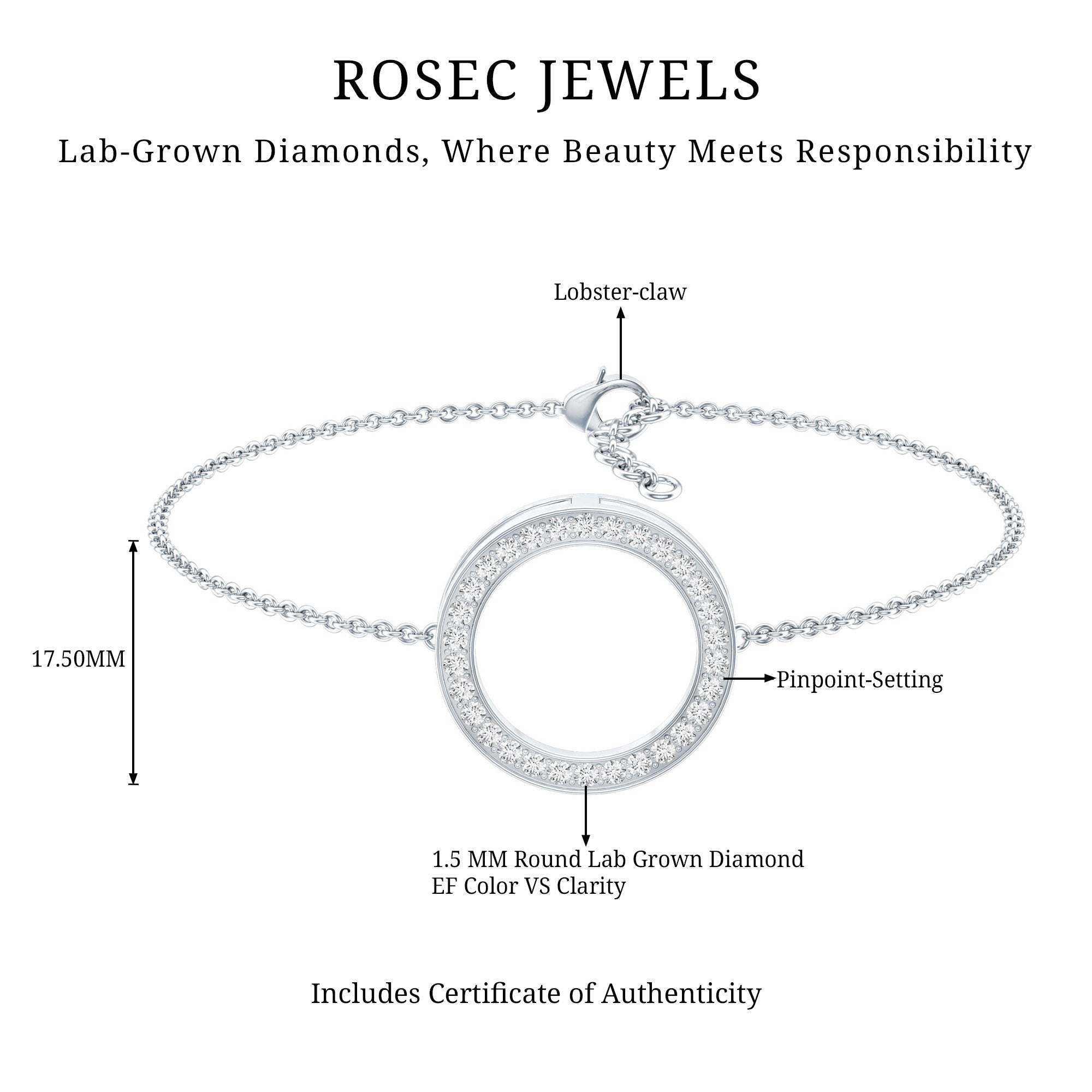 Certified Lab Grown Diamond Circle Bracelet for Women