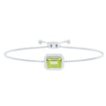 1.8 Carat Emerald Cut Peridot and Diamond Bolo Chain Bracelet