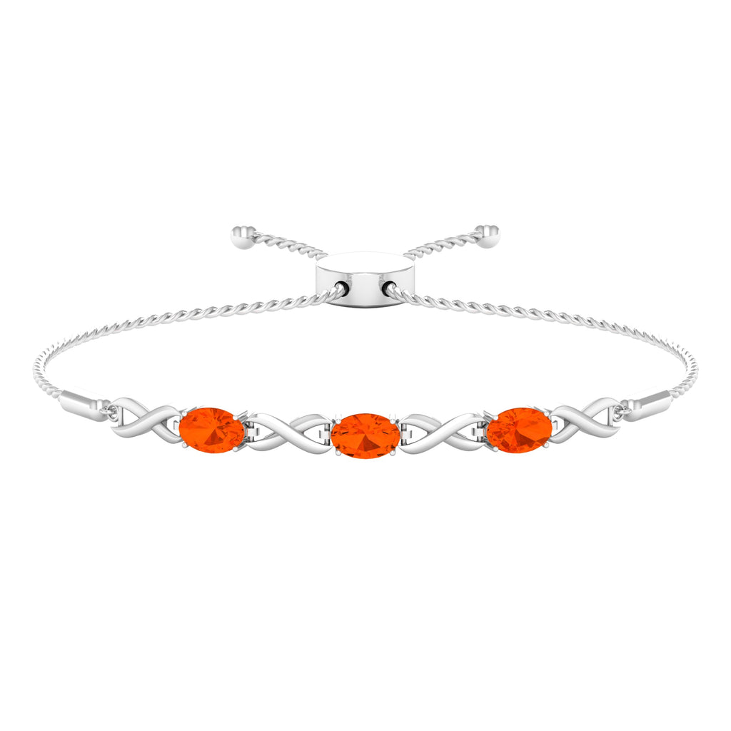 Natural 1.95 Carat Oval Fire Opal Infinity Bolo Bracelet for Women