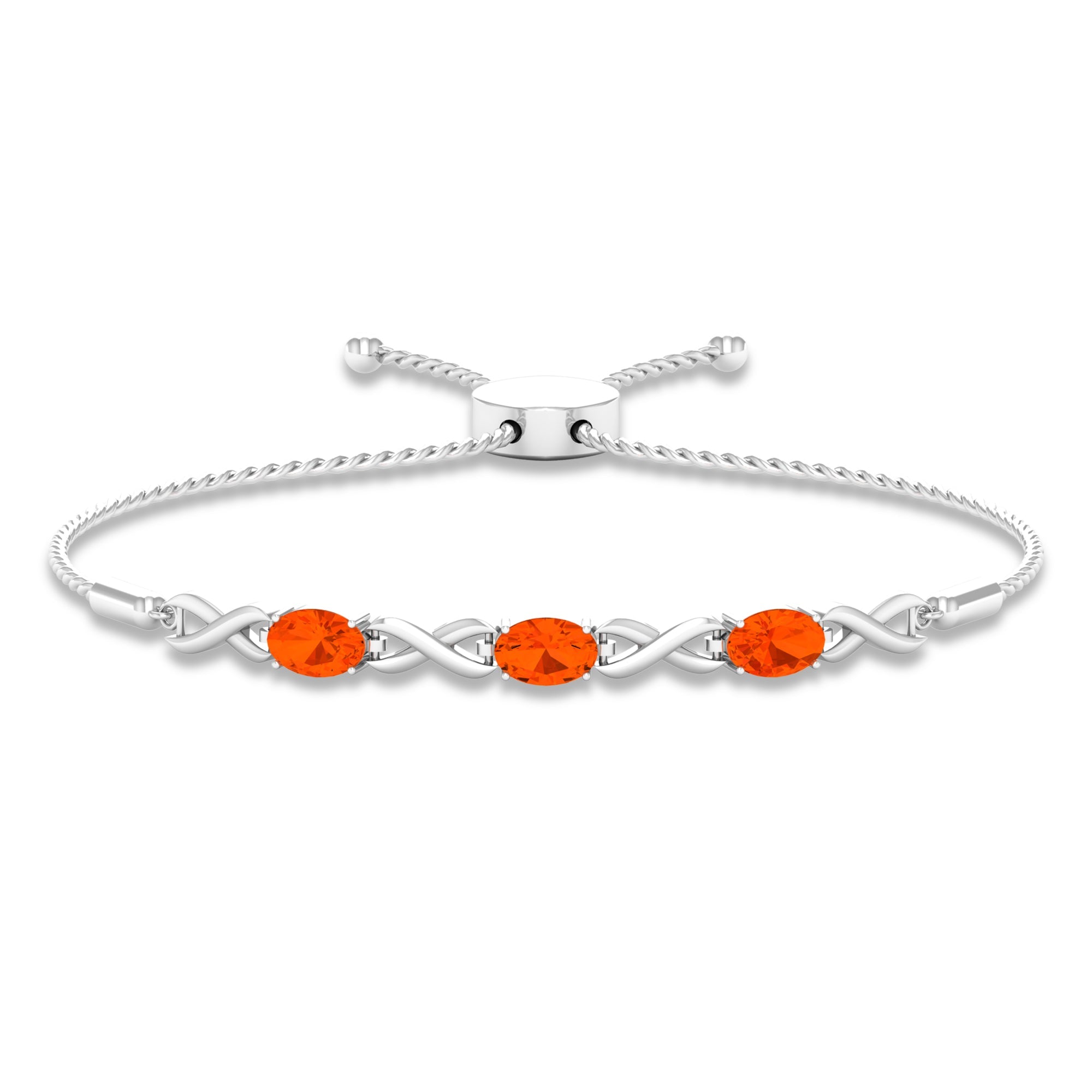 Natural 1.95 Carat Oval Fire Opal Infinity Bolo Bracelet for Women
