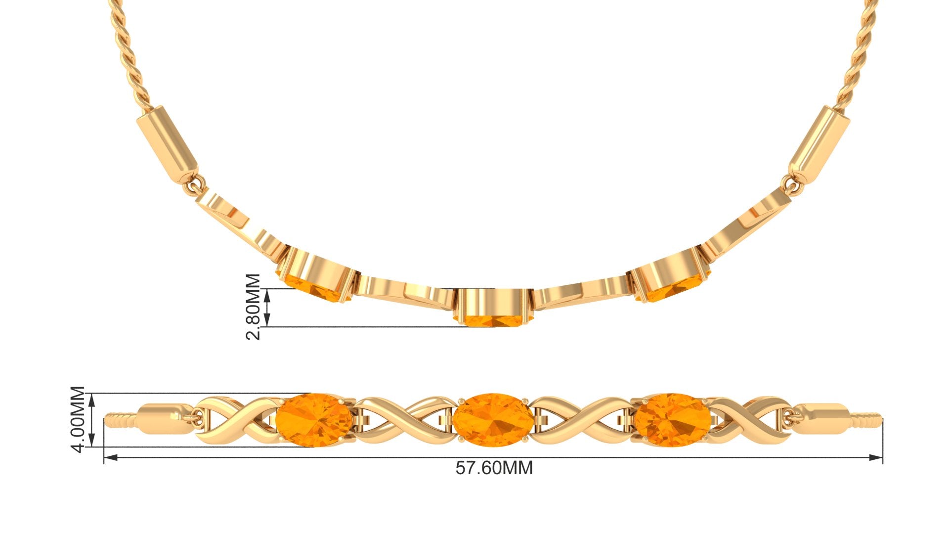 Natural 1.95 Carat Oval Fire Opal Infinity Bolo Bracelet for Women