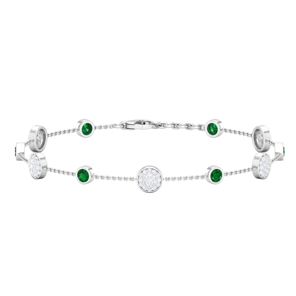 Genuine Emerald and Diamond Station Bracelet with Certificate
