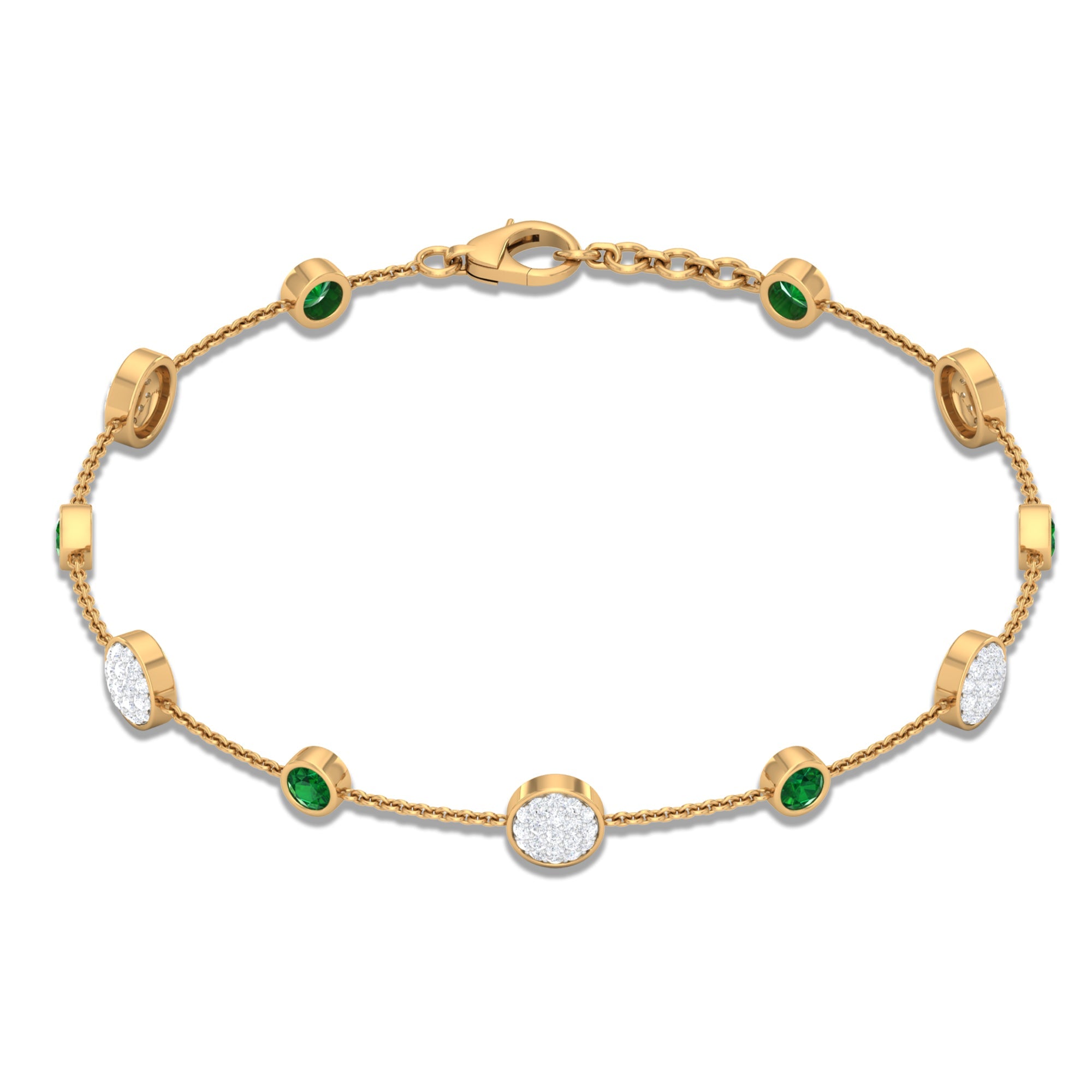 Genuine Emerald and Diamond Station Bracelet with Certificate