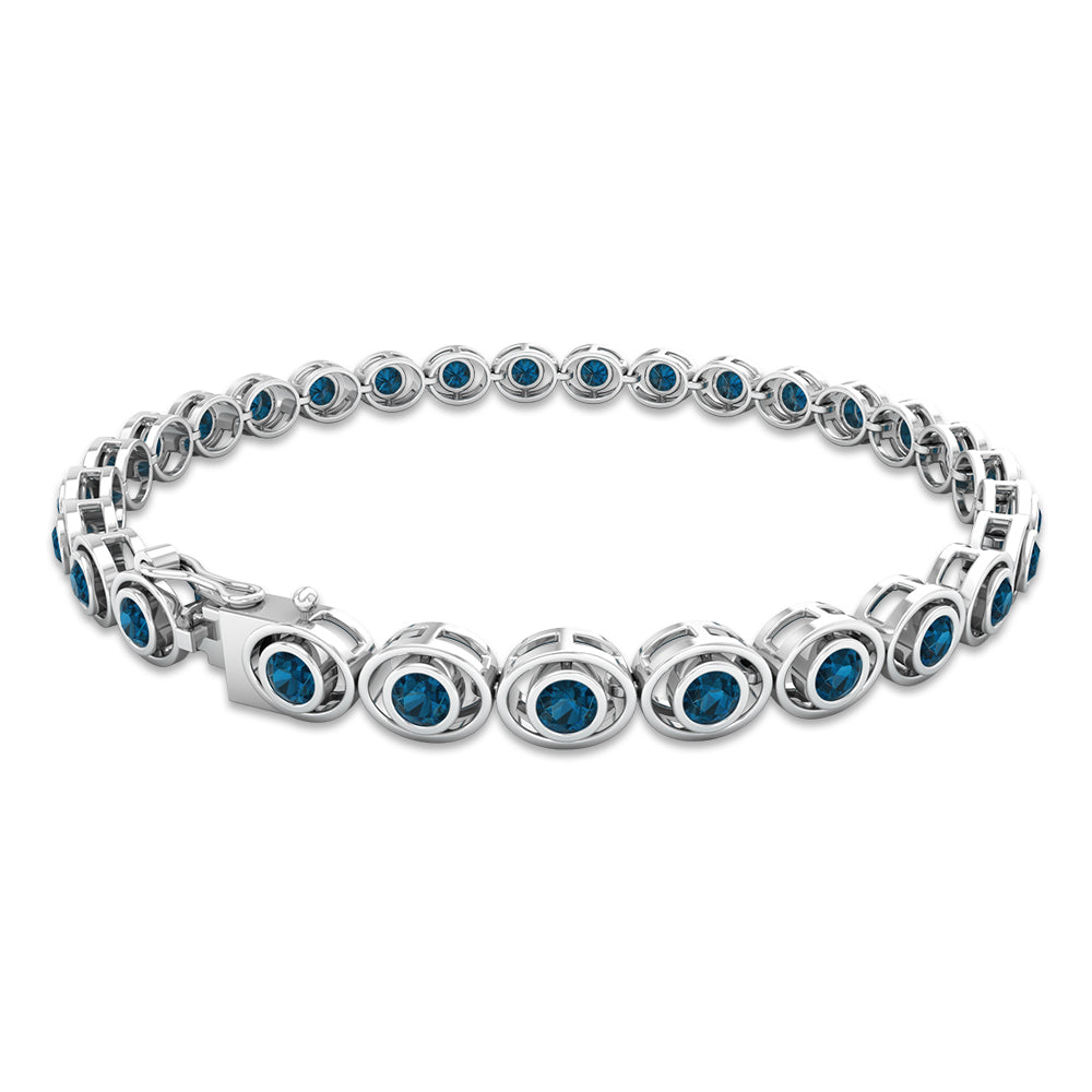 Bezel Set London Blue Topaz Tennis Bracelet for Women