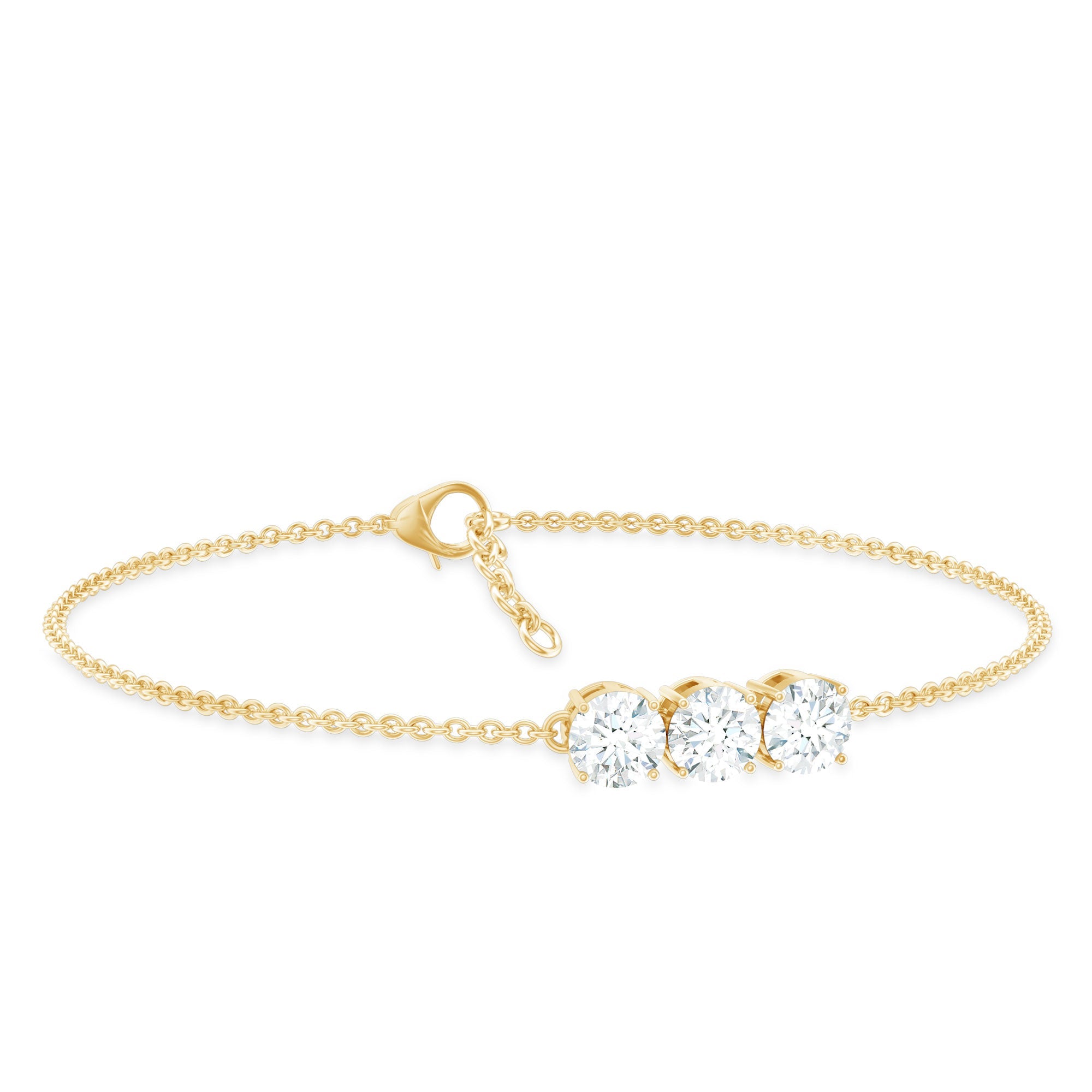 1.5 Carat Three Stone Moissanite Chain Bracelet