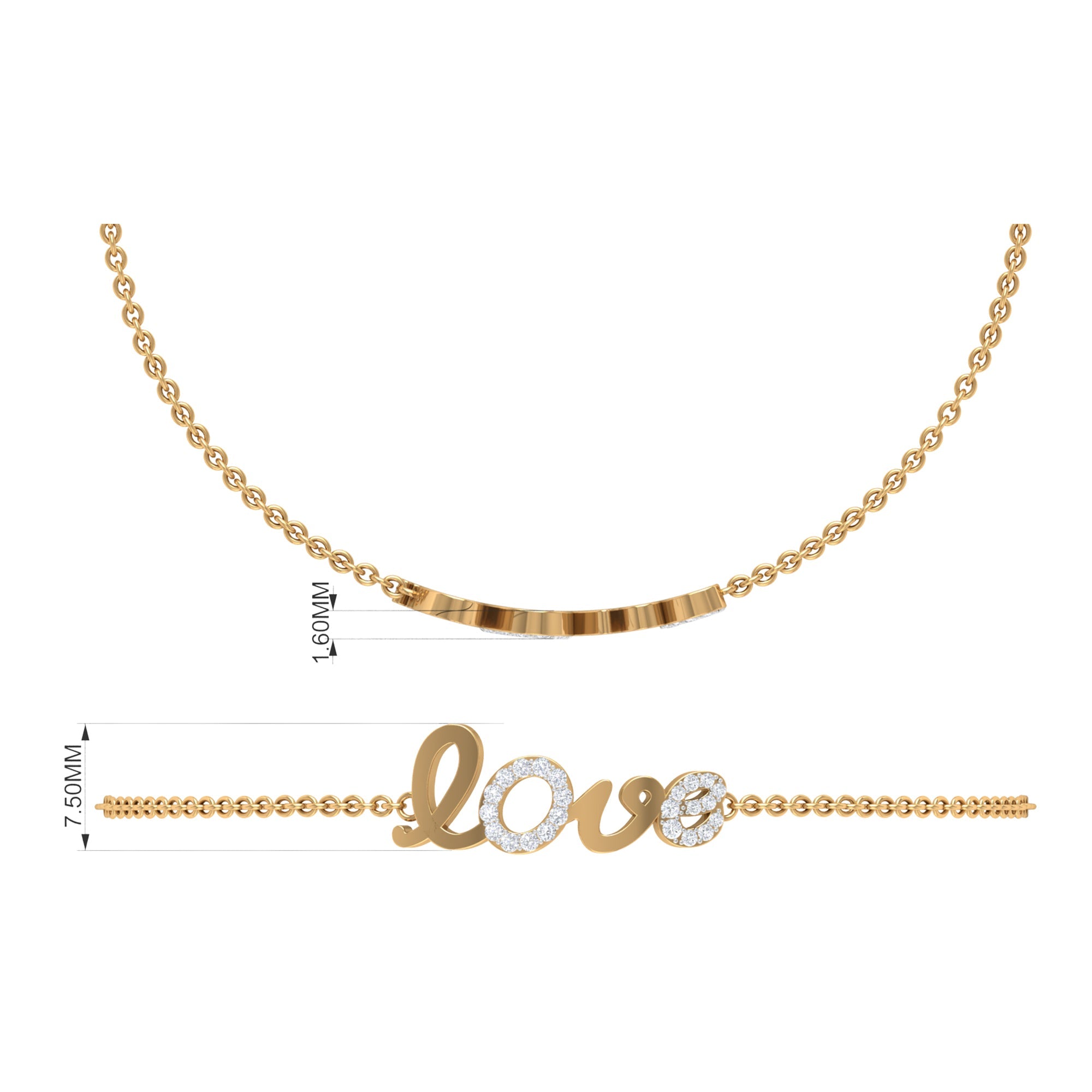 Certified Diamond Love Chain Bracelet