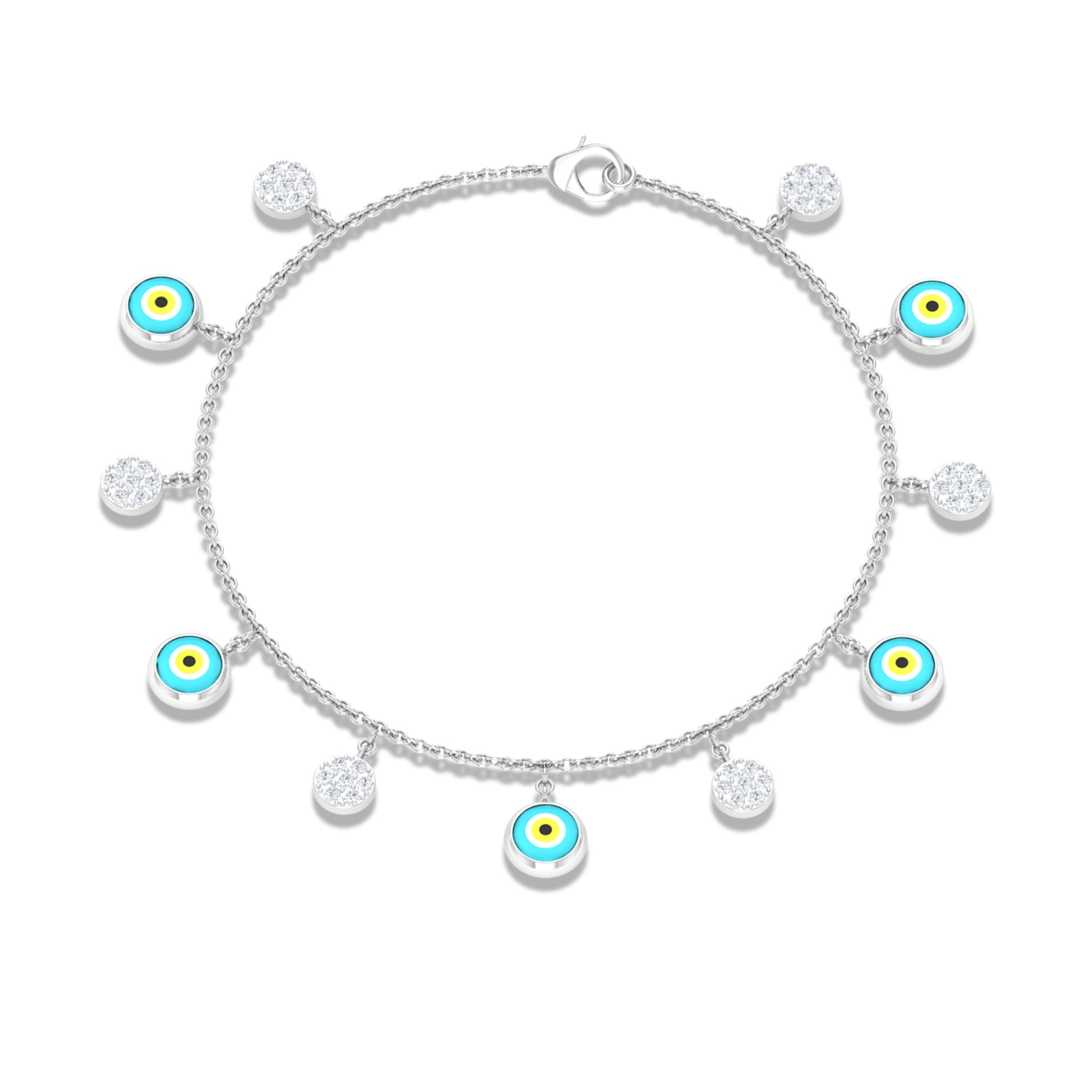 Certified Diamond Evil Eye Chain Bracelet