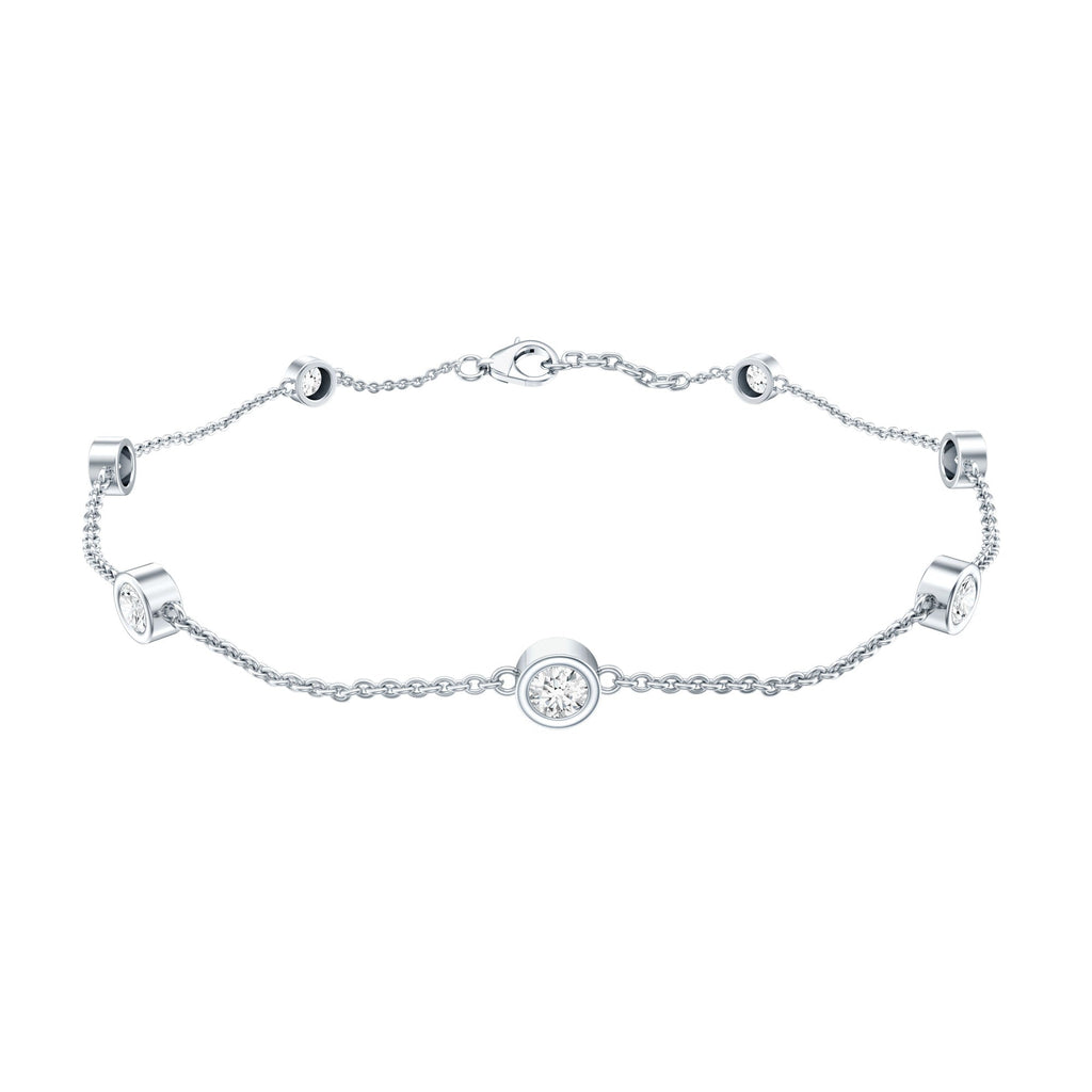 Cubic Zirconia Station Bracelet in Sterling Silver