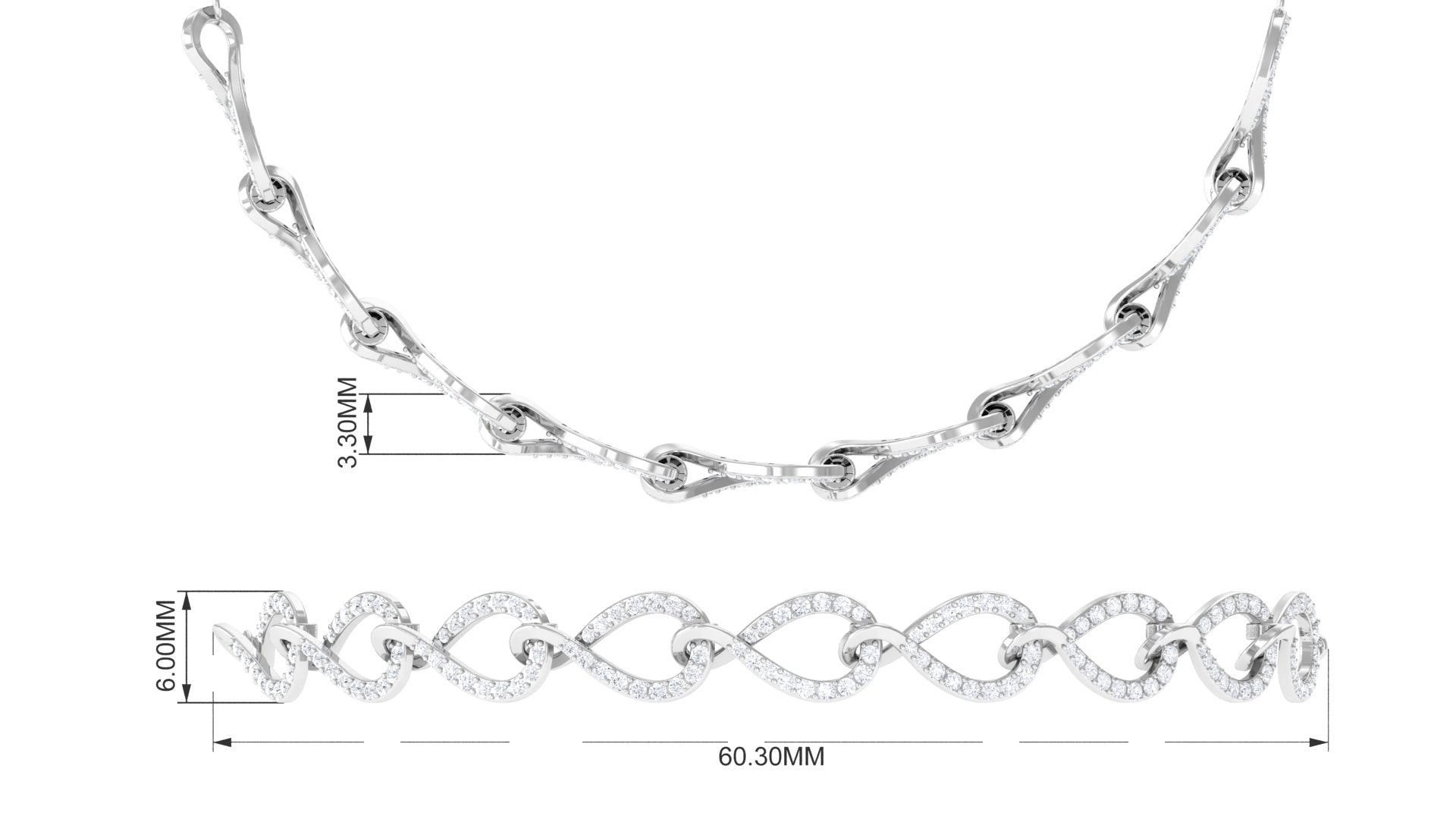 Cubic Zirconia Infinity Bolo Bracelet for Women