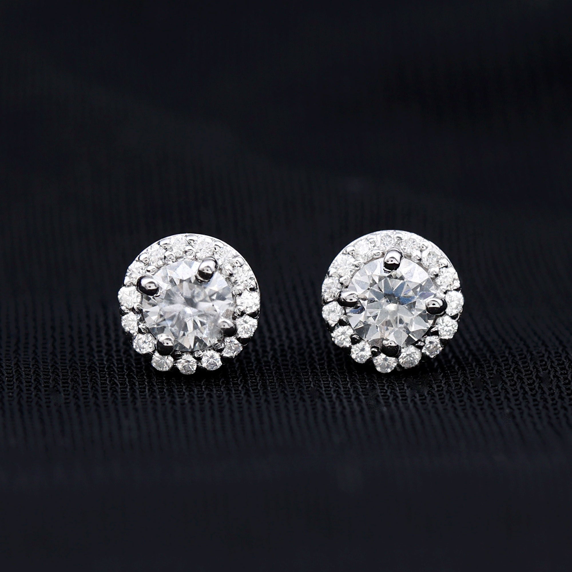 1 CT Zircon Classic Halo Stud Earrings