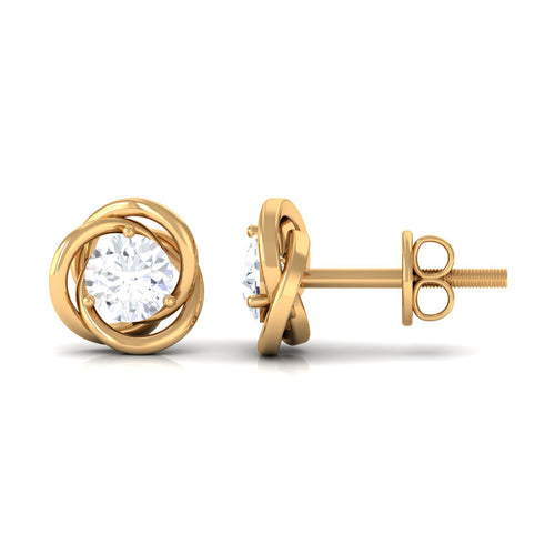 1 Carat Cubic Zirconia Solitaire Stud Earrings with Swirl Details