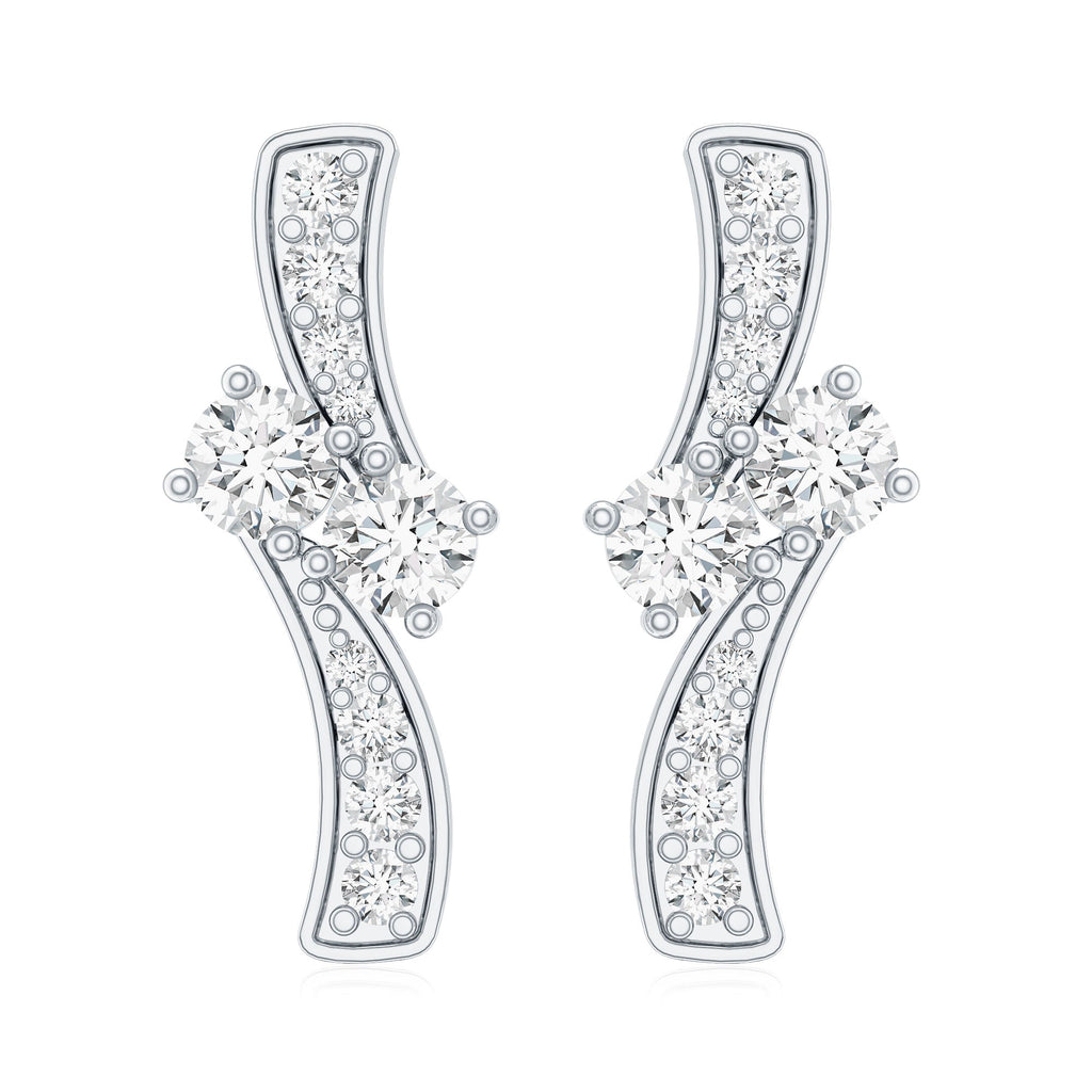 Lab Grown Diamond Two Stone Stud Earrings With Screw Back