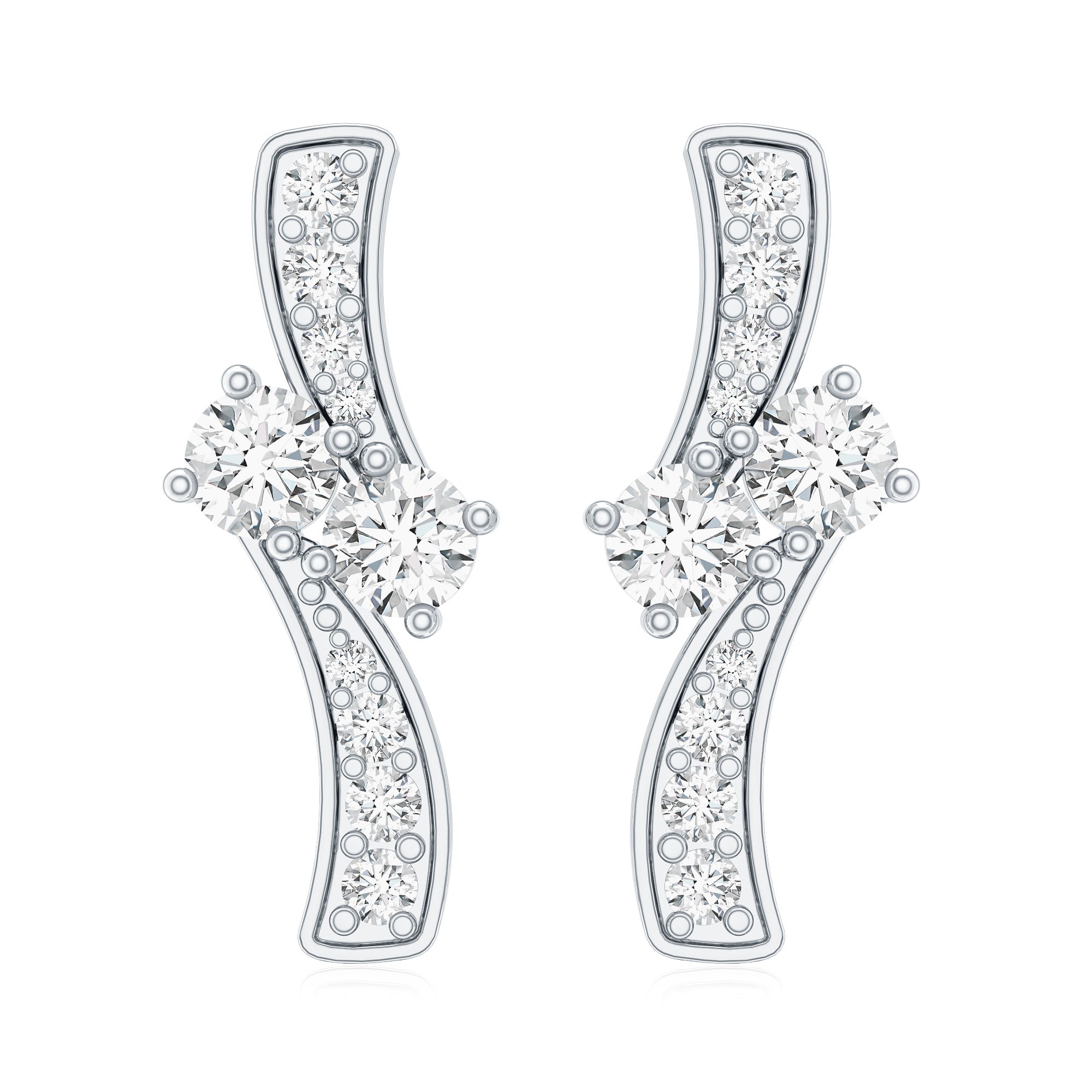 Lab Grown Diamond Two Stone Stud Earrings With Screw Back