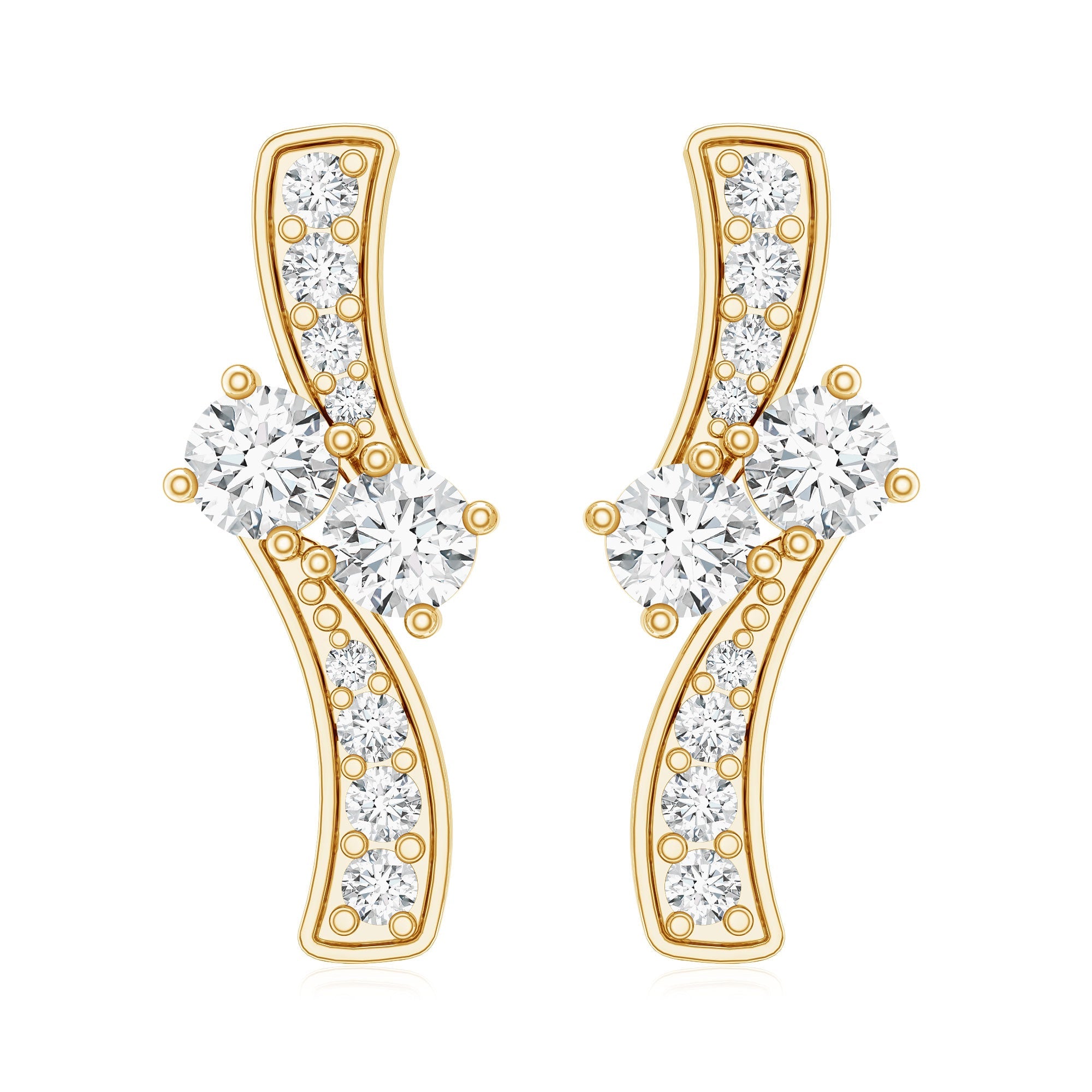 Lab Grown Diamond Two Stone Stud Earrings With Screw Back