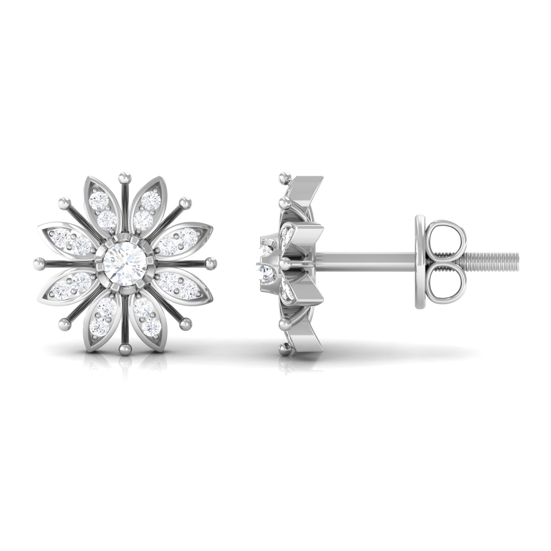 Certified Real Diamond Snowflake Earrings for Christmas