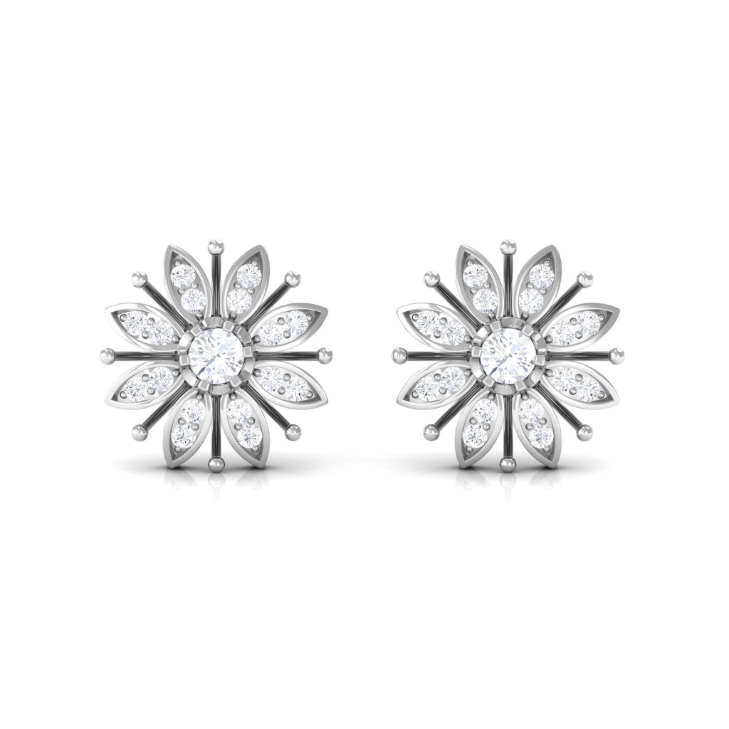 Certified Real Diamond Snowflake Earrings for Christmas