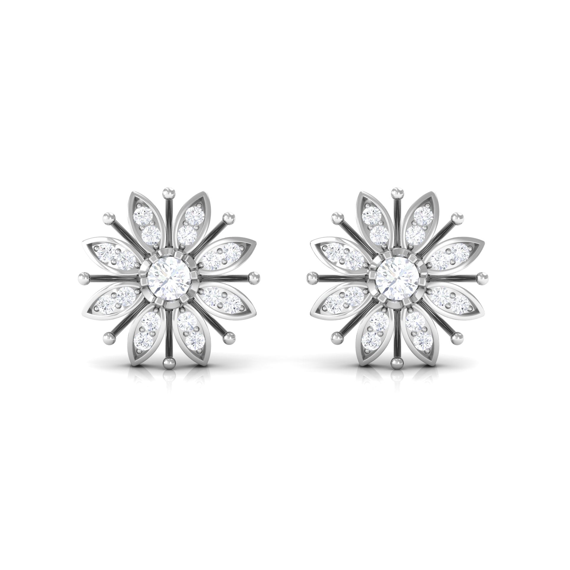 Certified Real Diamond Snowflake Earrings for Christmas