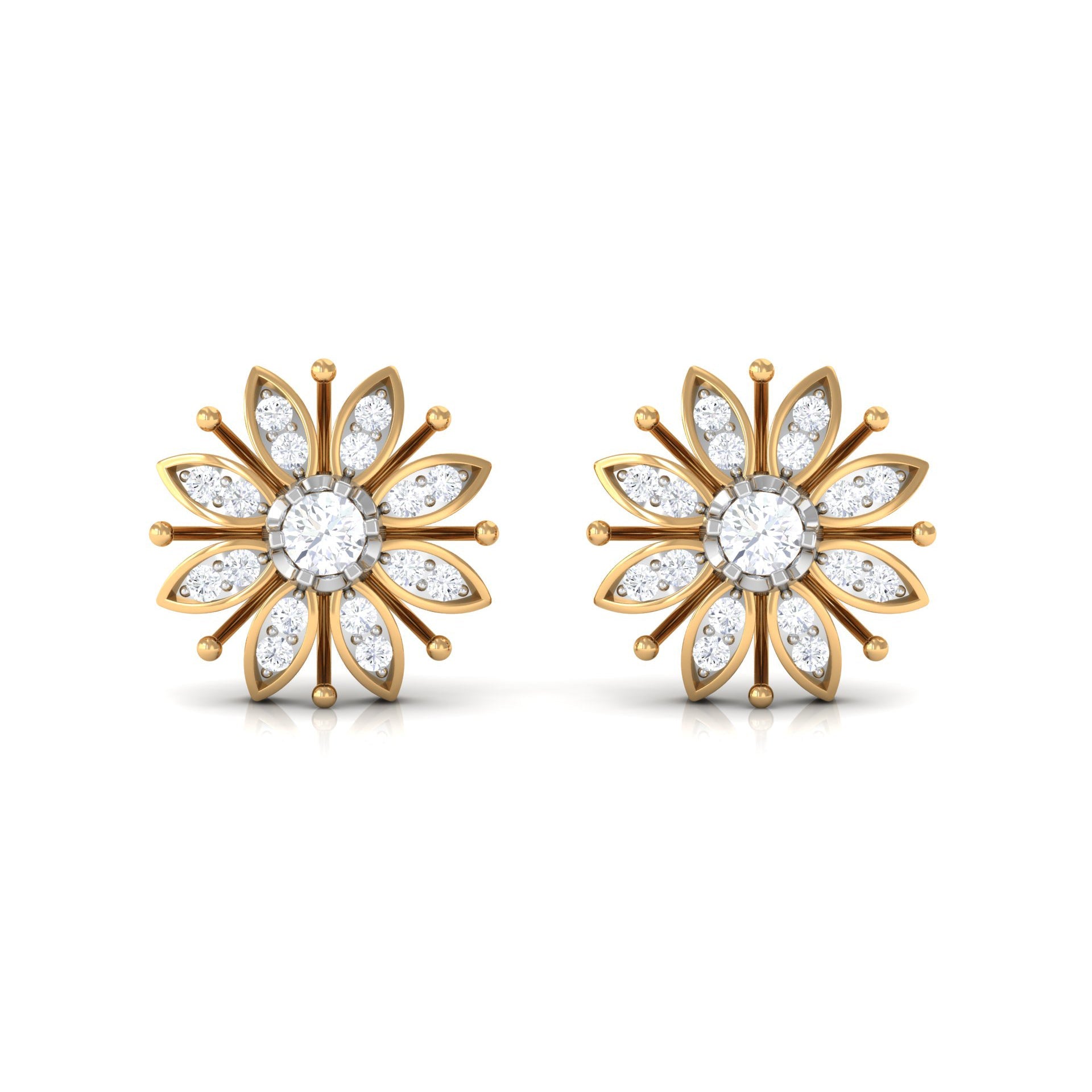 Certified Real Diamond Snowflake Earrings for Christmas