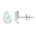 1.5 CT Ethiopian Opal Teardrop Stud Earrings with Diamond