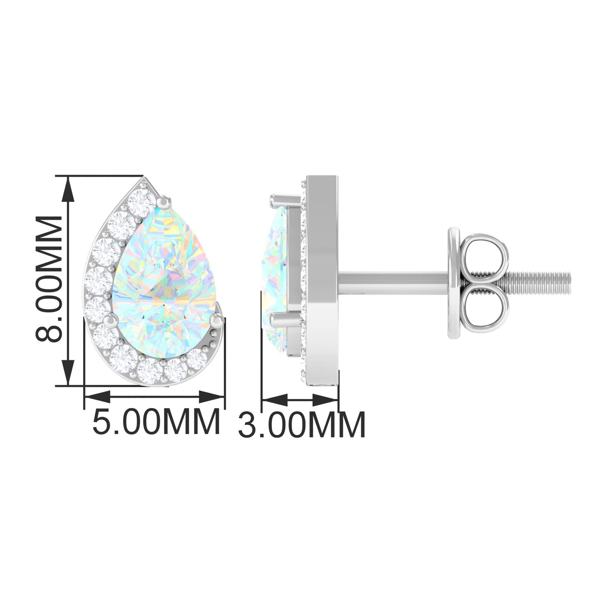 1.5 CT Ethiopian Opal Teardrop Stud Earrings with Diamond