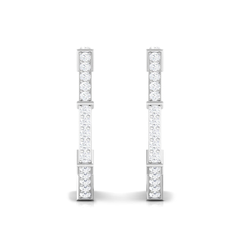 1/2 CT Pave Set Diamond Half Hoop Earrings